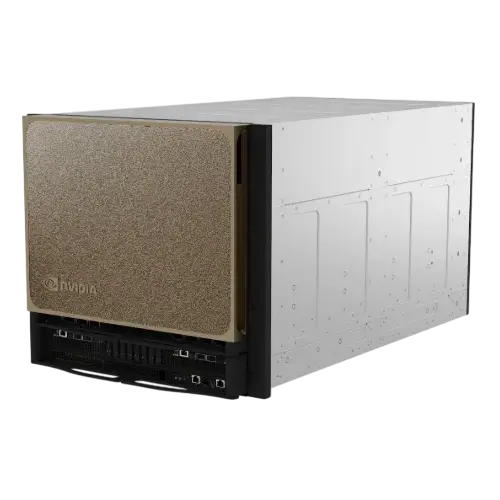 Chasis de sistema DGX de NVIDIA con panel frontal dorado